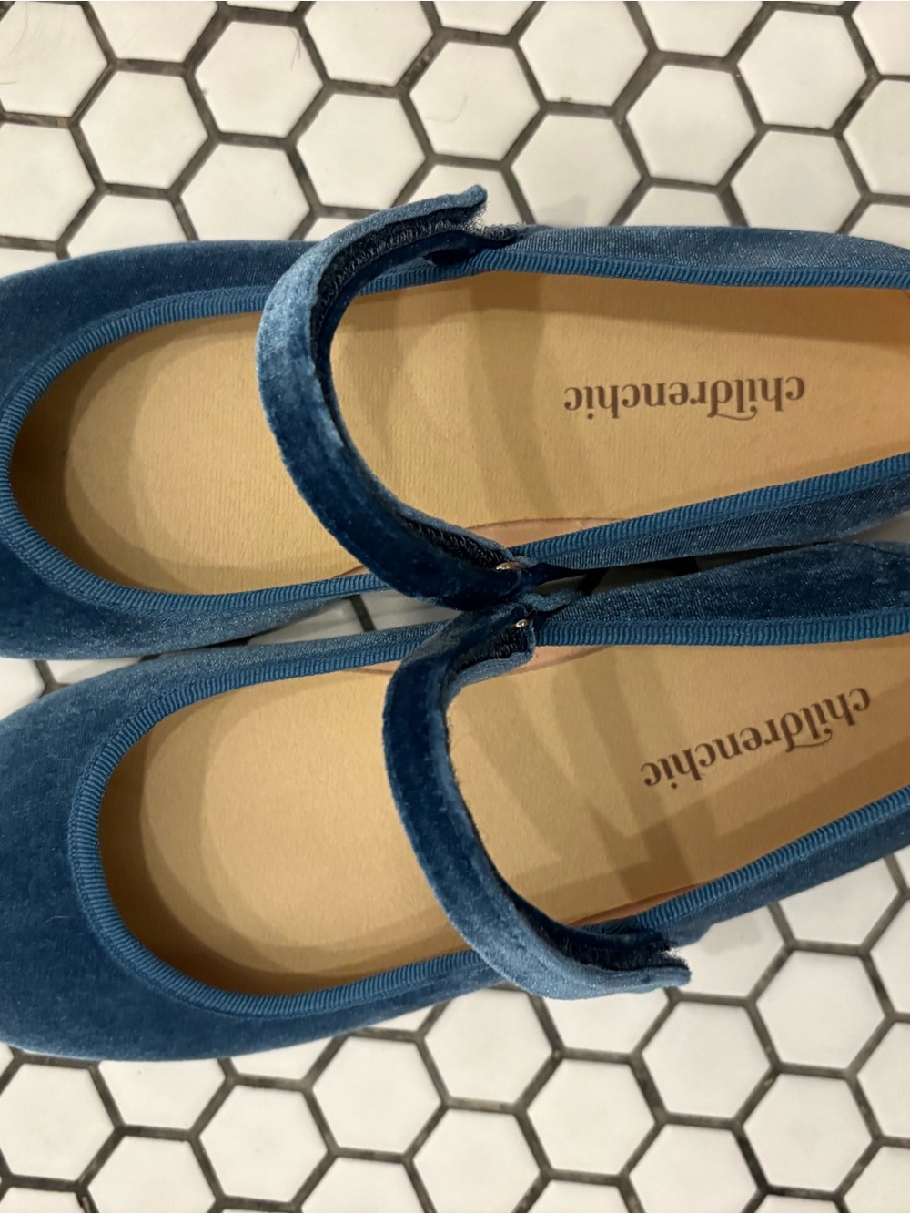 Brand New Childrenchic/Marjen Blue Velvet Mary Jane Flats size 37